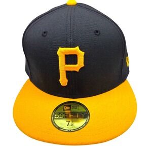 New Era 59FIFTY Pittsburgh Pirates Fitted Hat 7 3/8 Black Yellow MLB Cap
